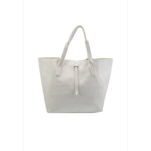 Saks Fifth Avenue White Classic Tote Bag Faux Leather
